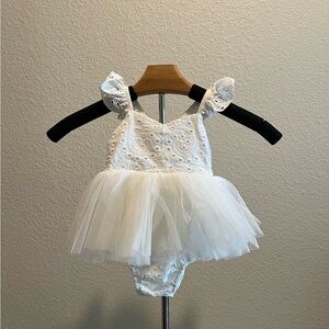 White Eyelet Tulle Kids Dress